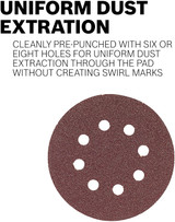 6" Hook & Loop Sanding Disc, 6-Hole, Red, 60/120/2