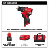M12™ Subcompact Brushless 3/8" Drill/Driver Kit