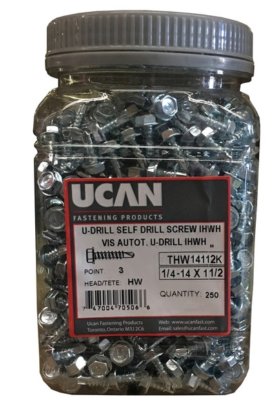 JAR 1/4-14 X 1-1/2" IHWH/3  U DRILLS (250JAR)