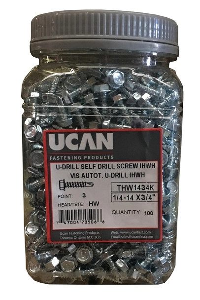 12-14 X 1" IHWH/3 U-DRILLS, Z/P, JUG OF 500 PCS
