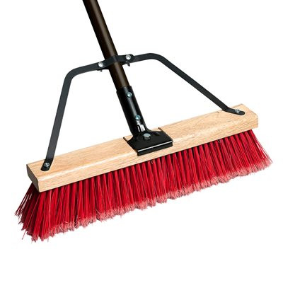 Red Push Broom 24in With Brace & HDL