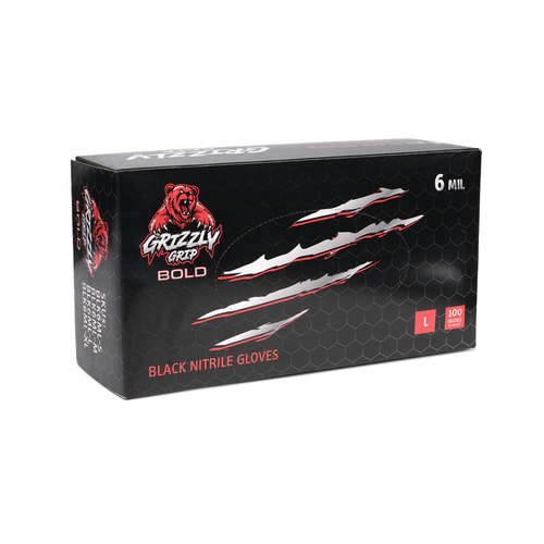 GRIZZLY GRIP™ BOLD BLACK NITRILE GLOVES (6 MIL) (BLACK) (XL)