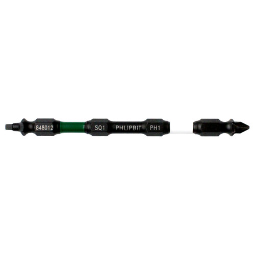 PHLiPBiT SQ1+PH1 4" #848012 Double Ended Impact Bit Green/White (226217)