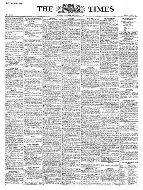39597619-The Times Front Cover 1st December 1932 - The Times