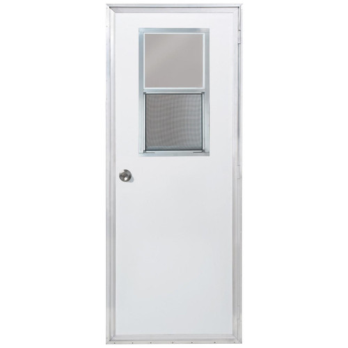 Dexter 30" x 74" Mobile Home Outswing Door with Vertical Sliding Window 