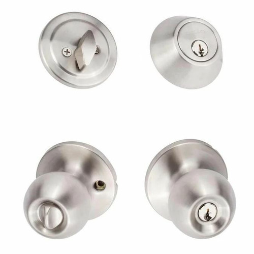 Tahoe Satin Stainless Single-Cylinder Deadbolt Keyed Entry Door Knob