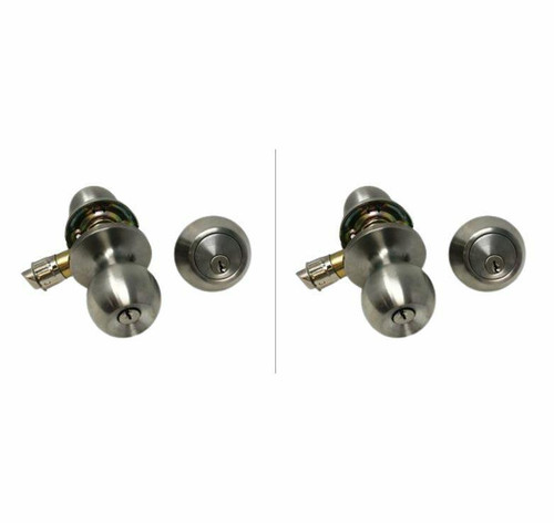 2-Pack Mobile Home and RV Knob Lockset with Deadbolt - Keyed Alike