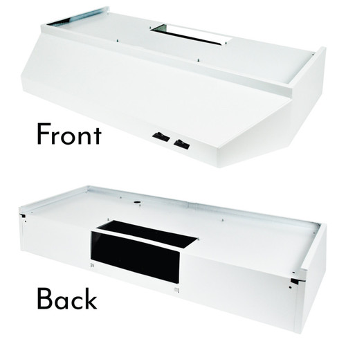 115V Range Hood with Light - Top or Back Square Exhaust - 12" x 42" - White
