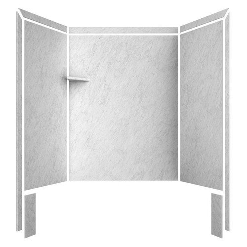 Flexstone Elite 54" x 27" x 80" Composite Mobile Home Shower Wall Surround - 3 Piece - Frost (Carrera Marble)