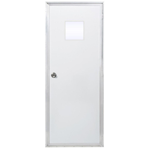 32" x 72" Mobile Home Outswing Door with 10" x 10" Square Window - Clear Glass - Clear