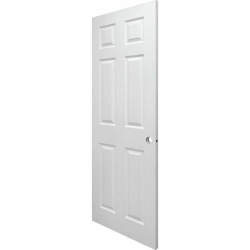 28" x 80" Wood Grain Embossed Interior 6-Panel Door - White