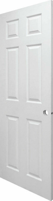30" x 80" Wood Grain Embossed Interior 6-Panel Door - White