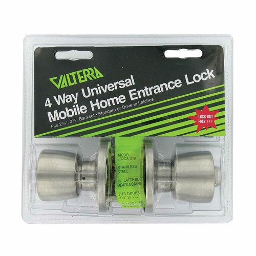 Valterra Mobile Home Entrance Lock and Knob Set - Stainless Steel