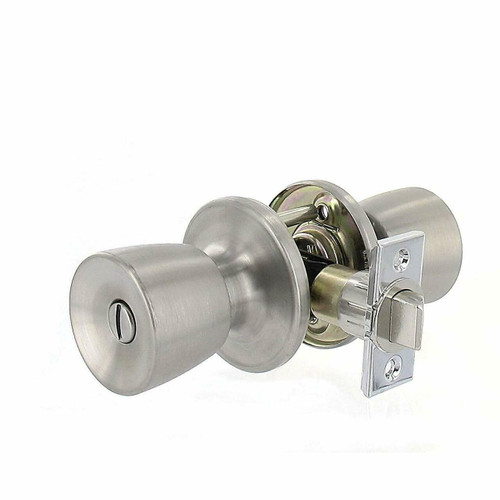 Mobile Home Bathroom/Bedroom Privacy Lock and Knob Set - Stainless Steel