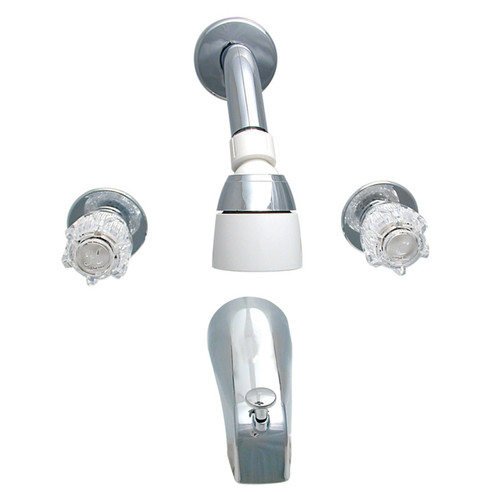 2-Knob Tub and Shower Combo Faucet with Pop-Up Diverter - 8" - Brass Stem and Bonnet - Brass Underbody