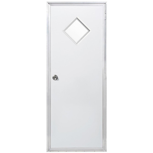 Dexter 32" x 76" Mobile Home Outswing Door with 10" x 10" Diamond Window  - Clear Glass 