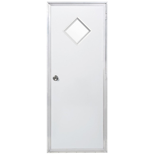 Dexter 28" x 74" Mobile Home Outswing Door with 10" x 10" Diamond Window - Clear Glass 