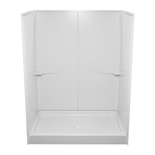 Watershed 42" x 60" Center Drain Fiberglass Shower Replacement Kit - White
