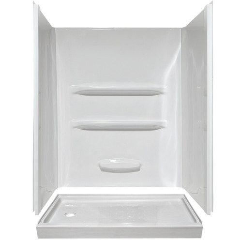 Lyons Elite 60" x 30" Fiberglass Shower Replacement Kit with 69" Elite Shower Wall Surround - White