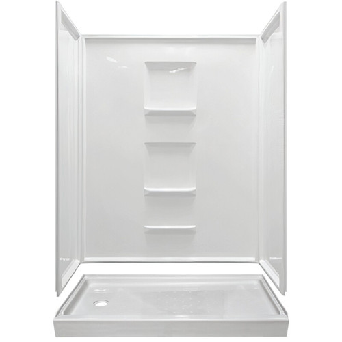 Lyons Elite 60" x 30" Fiberglass Shower Replacement Kit with 74" Linear Shower Wall Surround - White