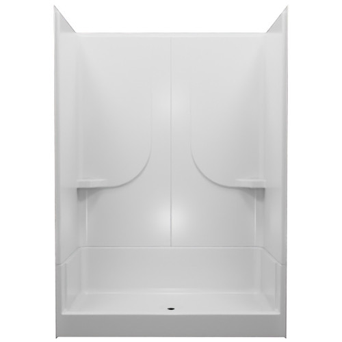 Watershed 54" x 27" Center Drain Fiberglass Shower Replacement Kit - White