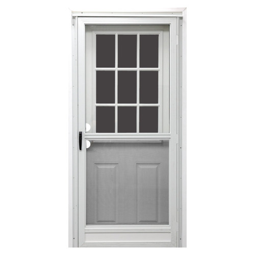 34" x 80" 6-Panel Fiberglass Combo Door - 9-Lite Window - Conventional Storm Door