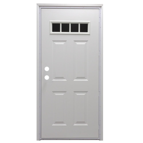 32" x 78" 6-Panel Outswing Steel Door - 4-Lite Window