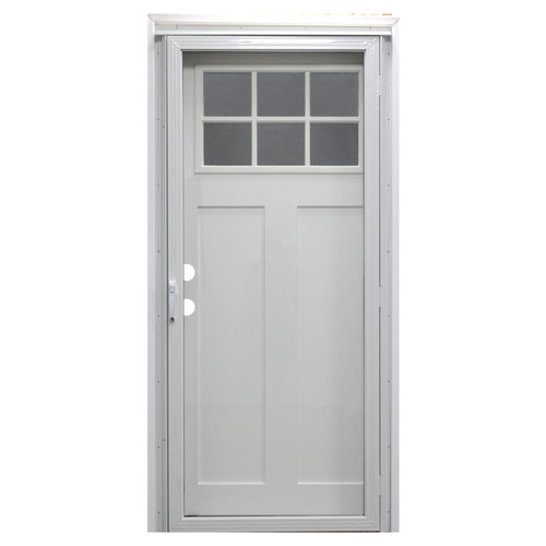 34" x 76" 6-Panel Fiberglass Combo Door - 6-Lite Window - Full View Storm Door