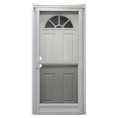 34" x 80" 6-Panel Fiberglass Combo Door - Sunburst Window