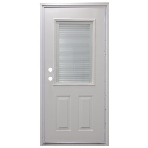 34" x 80" 6-Panel Outswing Steel Door - Mini-Blind Window