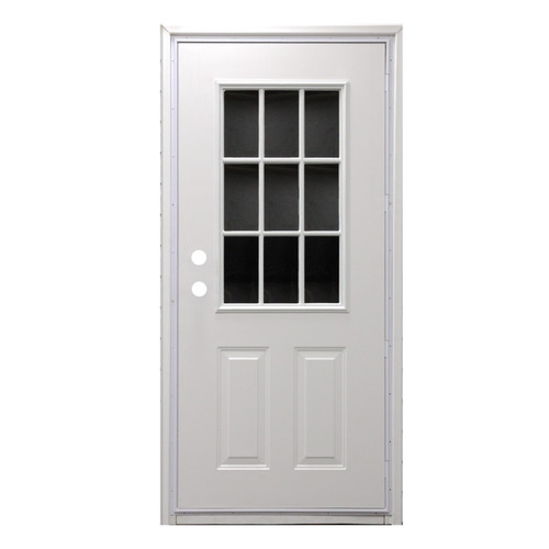 34" x 76" 6-Panel Outswing Steel Door - 9-Lite Window