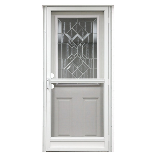 34" x 76" 6-Panel Fiberglass Combo Door - War & Peace Window - Conventional Storm Door