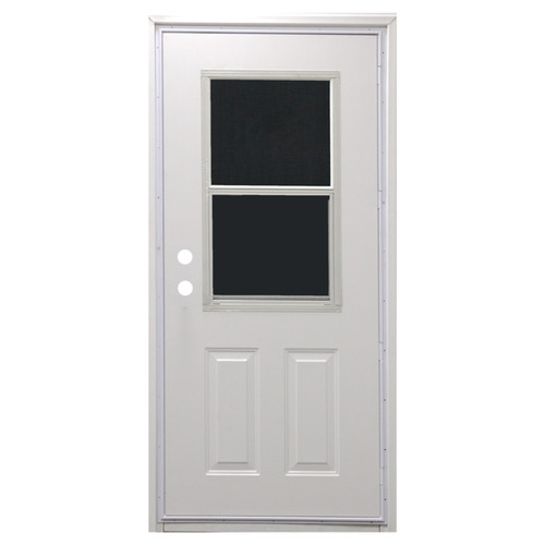 30" x 76" 6-Panel Outswing Steel Door - Vertical Slider Window