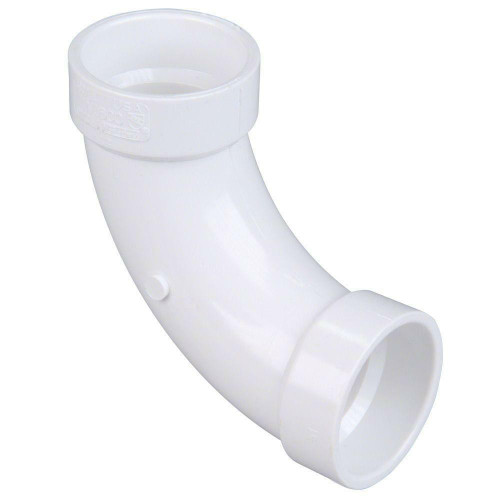 Lesso 3" PVC DWV 90 Degree Hub x Hub Long-Turn Elbow
