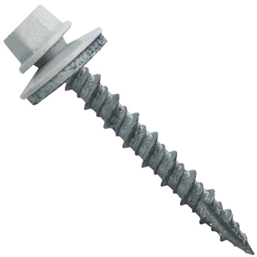 #8 x 2-1/2" Hex Head Sheet Metal Screw with Neoprene Washer - White - Each