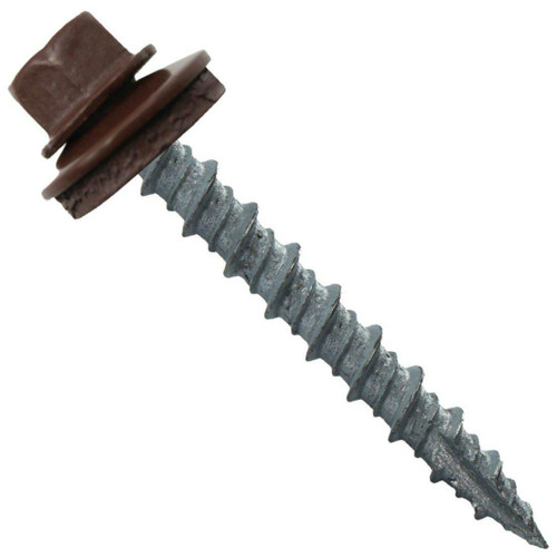 #8 x 2-1/2" Hex Head Sheet Metal Screw with Neoprene Washer - Brown - Each