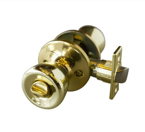 Reversible Privacy Door Knob Set with 6-Way Latch - Brass