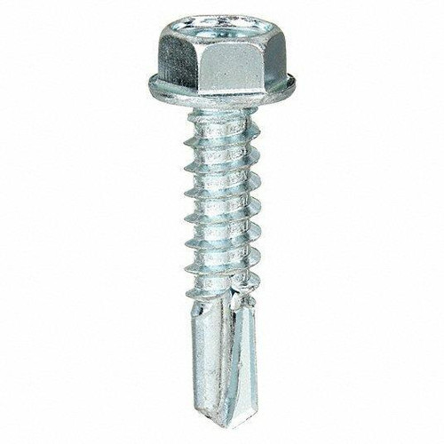 #8 x 1" Hex Head Zinc Plated Self-Drilling Screw - 1 LB
