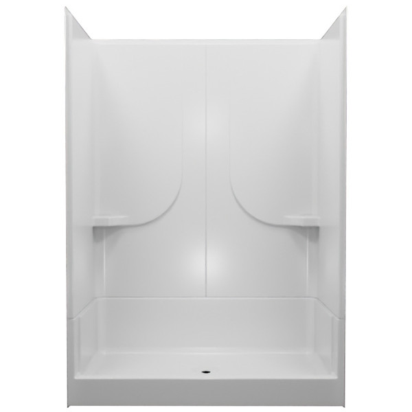Watershed 27" x 54" Center Drain Fiberglass Shower Replacement Kit - White