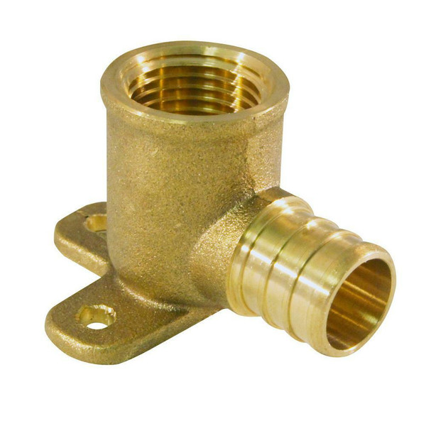 Brass PEX Barb to FPT Adapter 90 Degree Drop-Ear Elbow