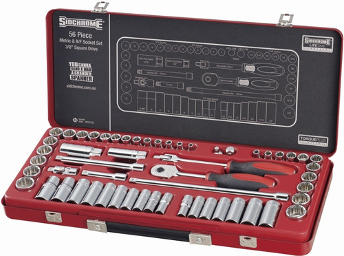 56PCE 3/8\" DRIVE METRIC/AF SOCKET SET