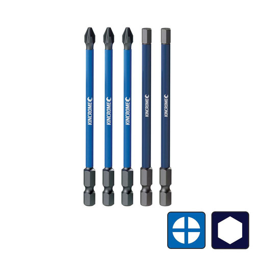 5PCE 100MM PH#2 & HEX IMPACT BIT SET