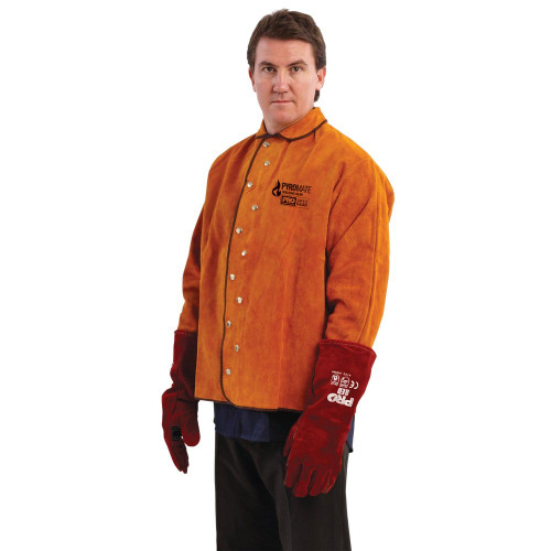LARGE PYROMATE RED LEATHER WELDERS JACKET