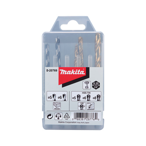 5PCE 1/4 HEX SHANK DRILL BIT SET