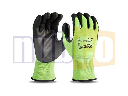 L HIGH VISIBILITY CUT LEVEL 3 POLYURETHANE DIPPED GLOVES