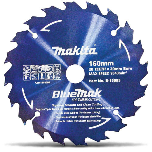 160MM 5PK 20T TCT WOOD CUTTING BLUEMAK CIRCULAR SAW BLADE
