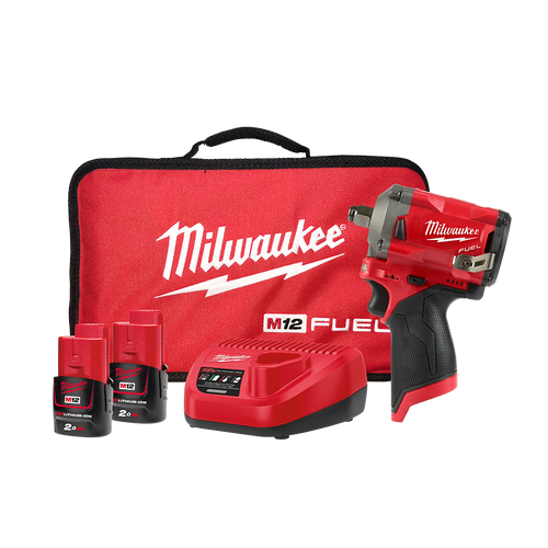 (O) 12V FUEL 1/2\" STUBBY IMPACT WRENCH W/ 2X2AH BAT,CHRG,BAG