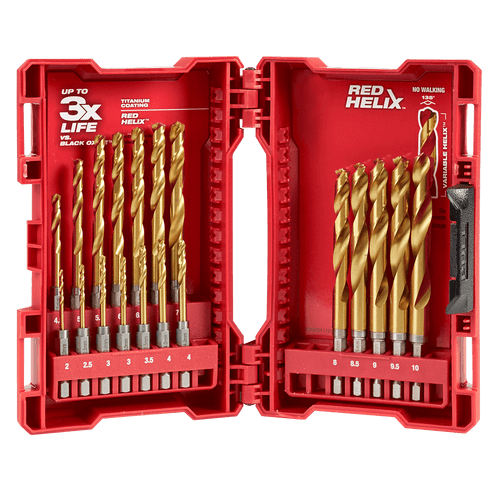 19PCE RED HELIX TITANIUM SHOCKWAVE DRILL SET