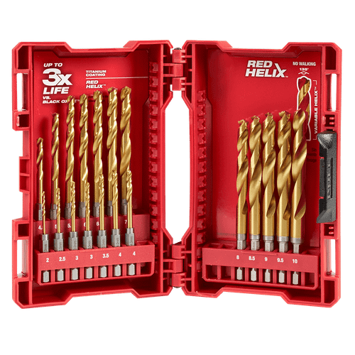 19PCE RED HELIX TITANIUM SHOCKWAVE DRILL SET