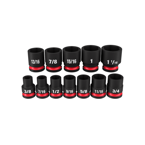 12PC 1/2\" DRV SAE STD 6PT SHOCKWAVE IMPACT SOCKET SET